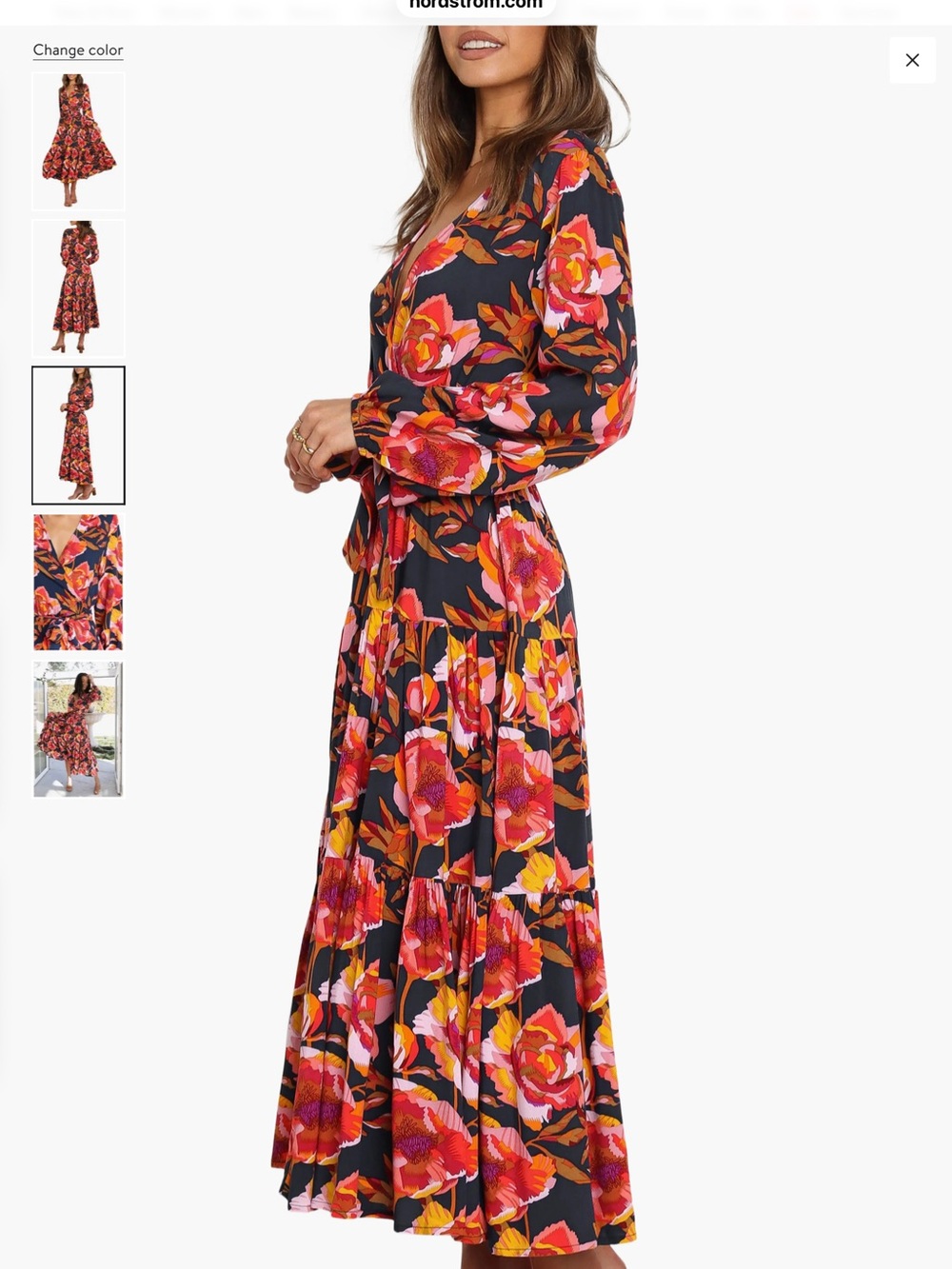 Petal & Pup Navy Maxi Dress with Pink & Orange Floral Print